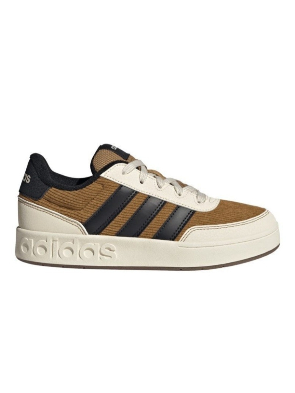 adidas Corduroy Brown & Cream Low-Top Sneaker with Black Stripes
